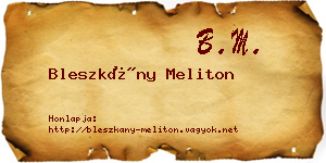 Bleszkány Meliton névjegykártya
